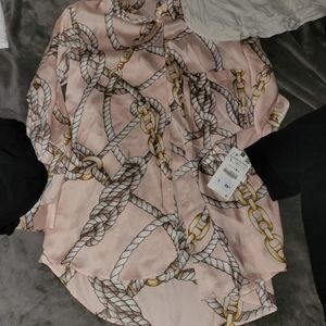 Zara large pink top button up pj shirt kind of